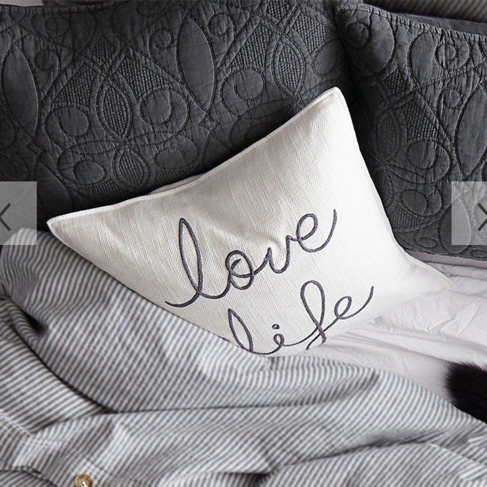 White 'Love Life' Decorative Pillow